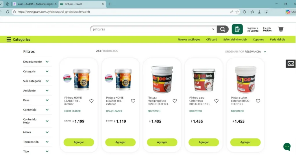 auditoria ux supermercado pinturas